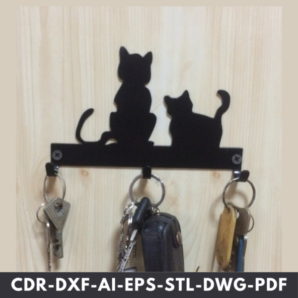 Laser Cut Cats Key Hanger DXF File